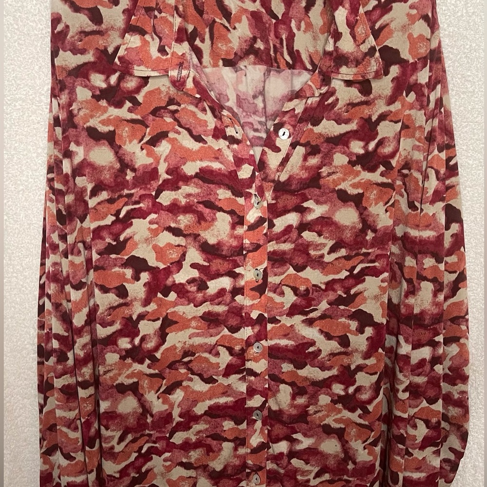 Women’s Susan Graver print l/s polyester tunic blouse